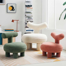 北欧家用客厅小户型沙发椅简约创意羊羔绒可爱儿童椅民宿靠背矮凳