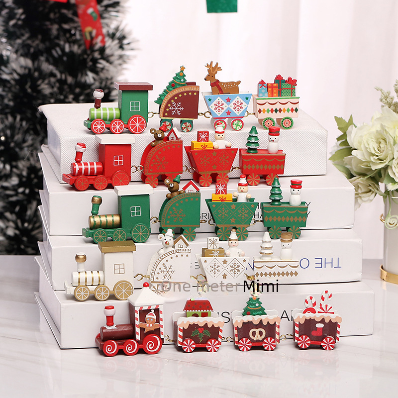 Sélection rigoureuse de décorations de Noël, cadeaux de Noël créatifs pour enfants, petits trains, ornements de bureau pour fenêtres en bois_voghion.com