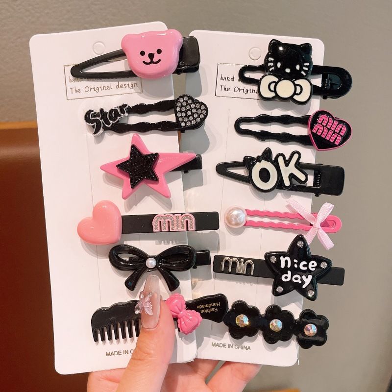 shiny five-pointed star letter barrettes min two-piece set minority all-match bang clip barrettes sweet cool girl