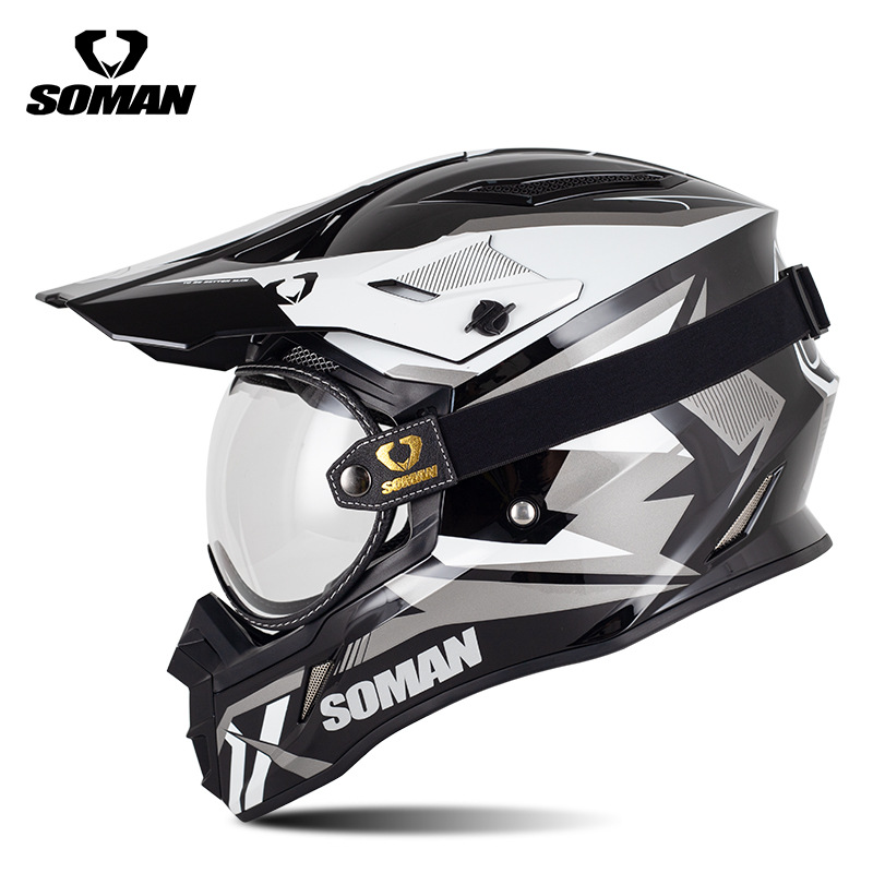 Rally Downhill 3C, Motuoche Motosiklet kaskı (dəbilqə) - black-and-white-lightning-with-t3-transparent-s