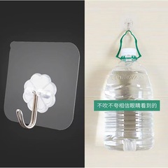 Transparent punch-free hook, strong traceless adhesive coat hook, suction cup adhesive hook, kitchen wall hanging rack, door back hook