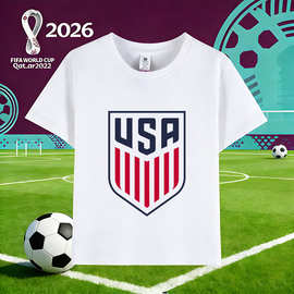 2026美墨加世界杯  各国队徽印花纯棉圆领短袖儿童装T恤60314-4