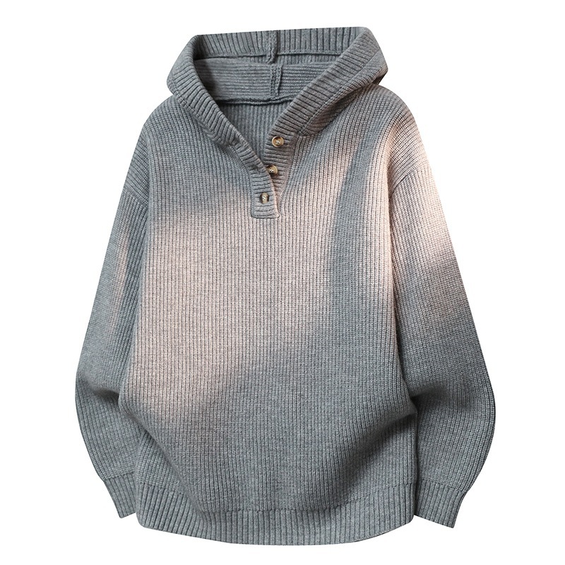 Explosiones transfronterizas de tamaño europeo suéter de punto con capuzas hombre flojo viento medio abierto botón fábrica de marea al por mayor