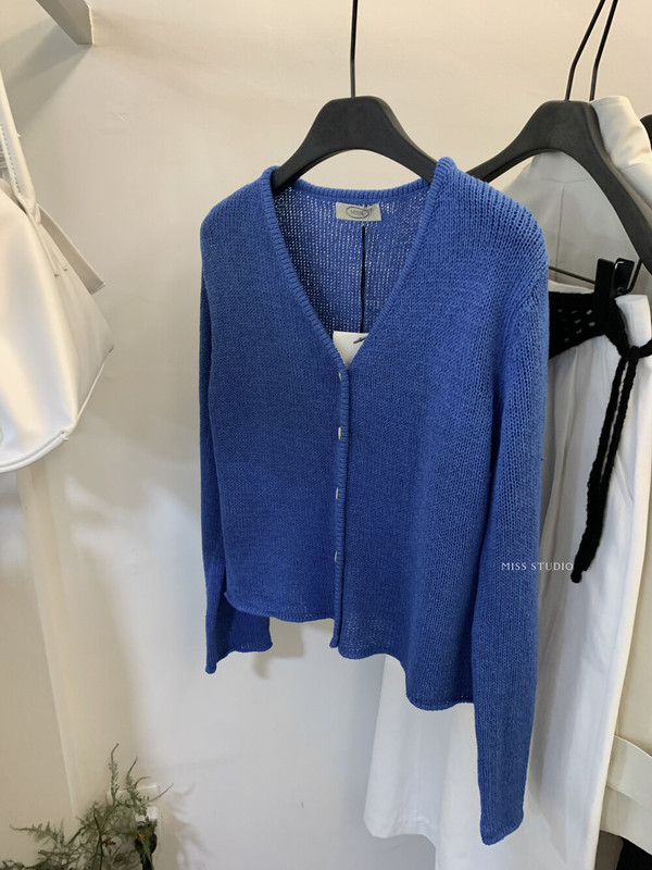【MISS密思家正品店】休闲日常简约风V领纯色针织开衫女装A06697|undefined