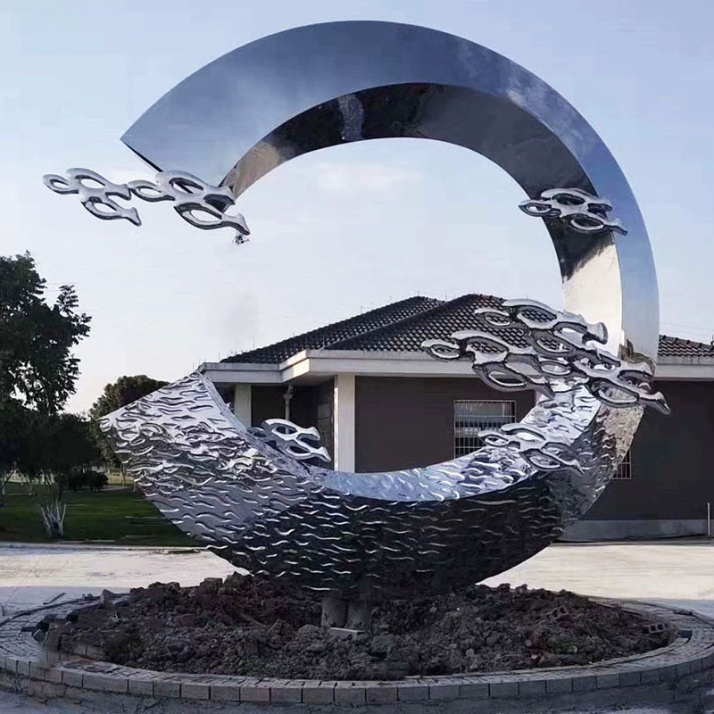 Большая скульптура из нержавеющей стали, изготовленная на заказ, для ландшафтного дизайна, квадратная уличная скульптура для парков, недвижимости, живописных мест, садовые украшения из нержавеющей стали