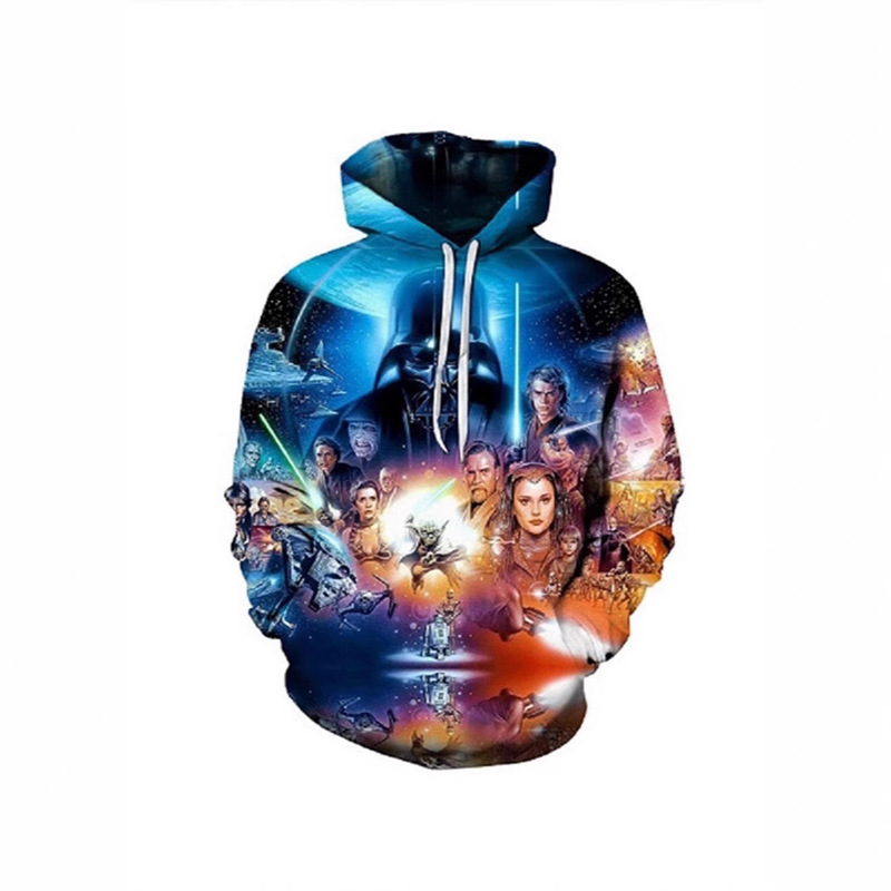 Cross-Border New Star Wars D Digital Printing Men's and Women's Hooded Sweatshirts Factory Direct Sales Foreign Trade Supply Wholesale No