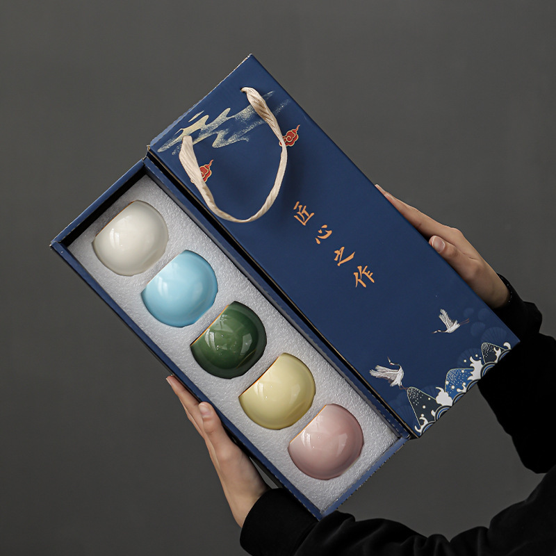 Ge Kiln 세라믹 마스터 찻잔, 찻그릇, 단일 찻잔, Dehua Kaidian, 단일 컵 쿵푸 찻잔, 차 마시기