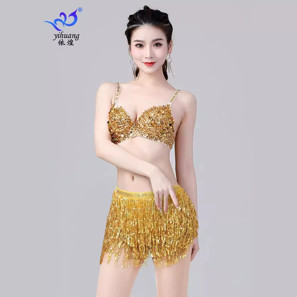 Костюм на Хэллоуин Платье с пайетками Танец живота Джазовый танец Стальная трубка Танцевальное платье с блестками и кисточками Платье для сценического выступления