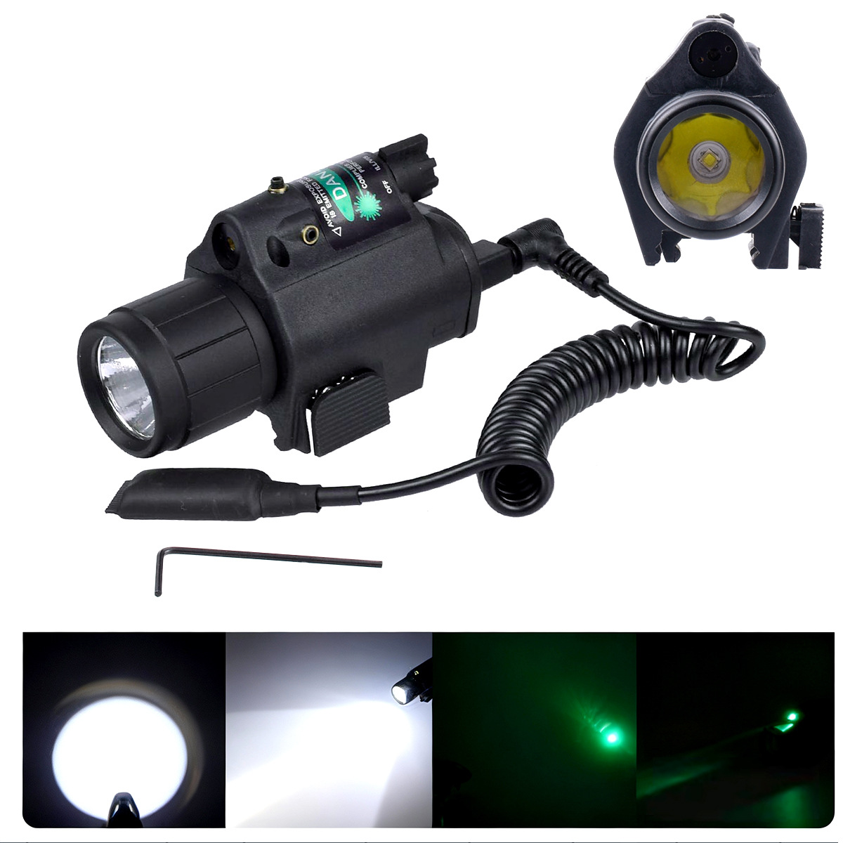 M6 Red Laser Led Integrated Outdoor Tactical Flashlight with Tail Switch and Strong Green Laser Flashlight