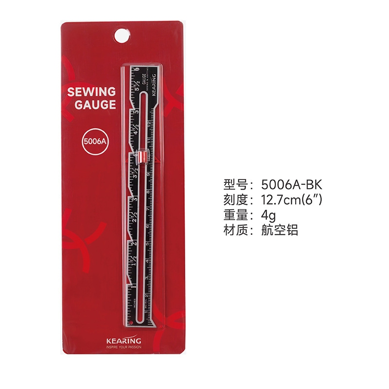 Regla de costura Keling, calibre de patchwork, medición manual, posicionamiento de botones, margen, línea paralela, calibre de costura de alambre de aluminio de aviación