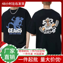 剧场版海贼王鲁夫短袖One Piece女式T恤原宿宽松地摊货