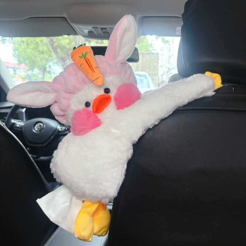 Car tissue box/set, Che Zai Ka Tong Zhi Jin He / Zhi Jin Tao Hanging Tissue Holder - pink-rabbit-ears-cute-duck