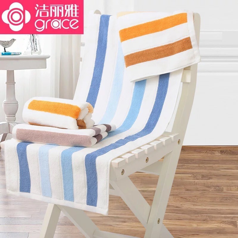 Jialiya Genuine Pure Cotton Extended Absorbent Sports Towel Comfortable Soft Absorbent Household Cotton Towel Stripesd 6725