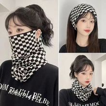 挂耳百防寒骑行韩版百菱形女围脖跨境搭脖套字母秋冬多功能搭保暖