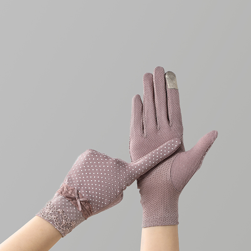 Women's 7018 Spring, Summer and Autumn Thin Lace Touch Screen Cycling Cycling Driving Anti-UV Sunscreen Gloves