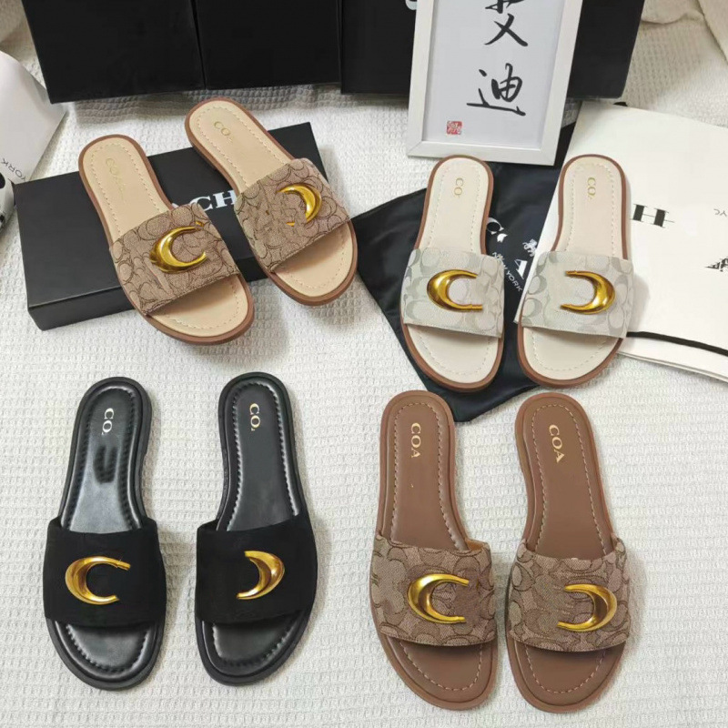 Cross-border COH buena calidad nueva explosión zapatos planos de mujer C hebilla tela metálica una zapatilla universal Europa y América al por mayor en stock