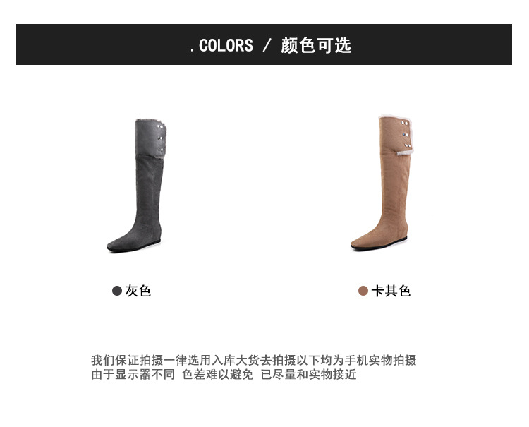 Boot tuyết nữ cổ cao ôm chân, lót lông dày, gót wedge nâng chiều cao, hai kiểu mang — màu xám chi tiết 5