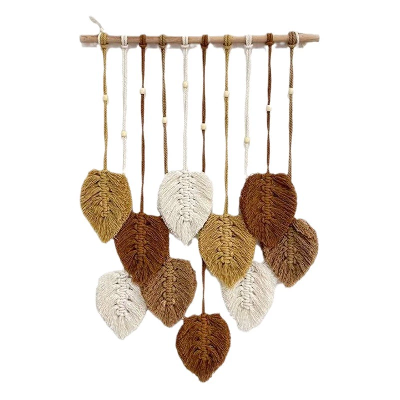 Креативная ручная плетеная хлопчатобумажная веревка листья гобелен богемный стиль дома настенные украшения комнаты оптом