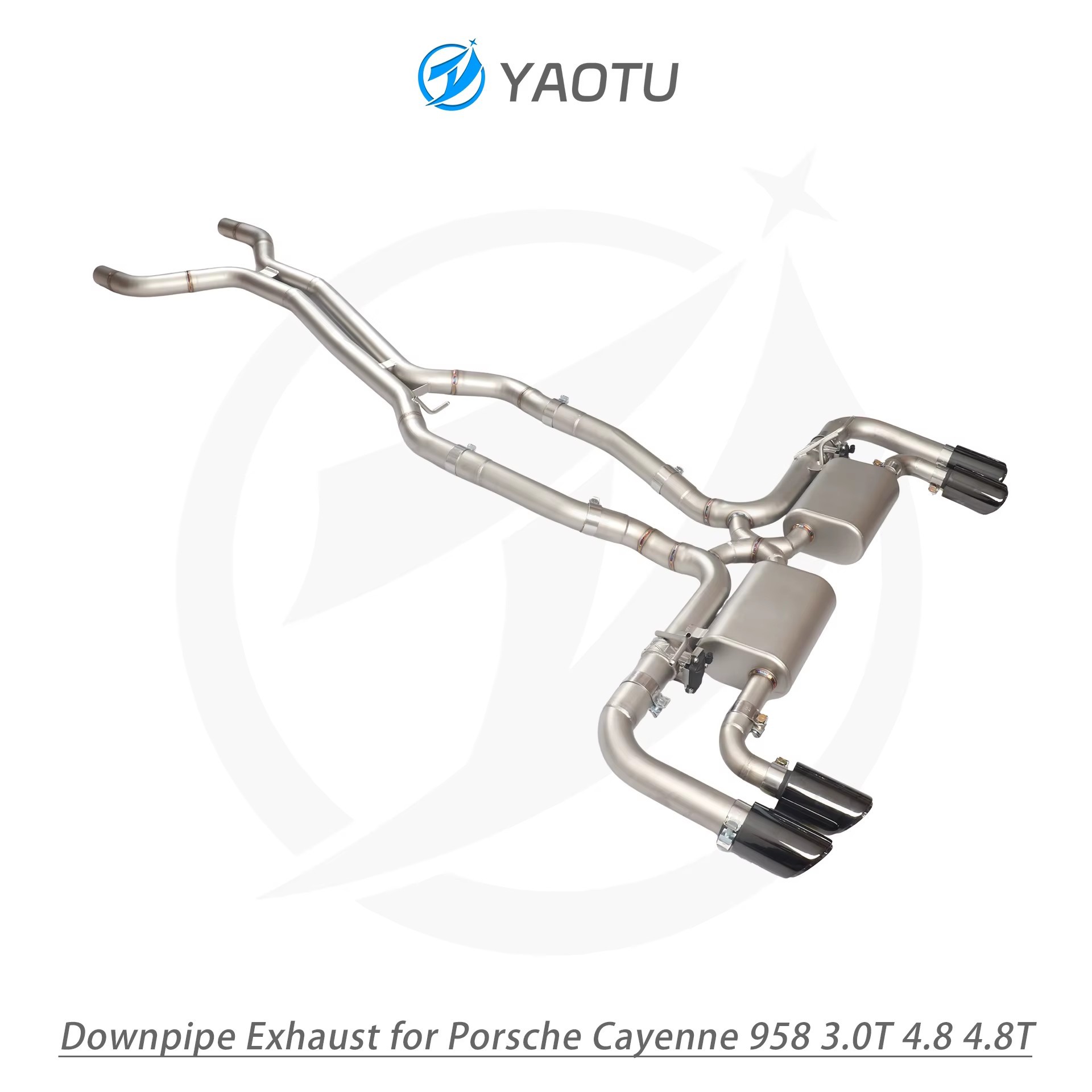 Suitable for Porsche Cayenne 958 3.0T 4.8T mid-to-rear dual-side four-outlet exhaust pipe with valve