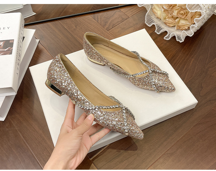 Flache Kristall Crossover Mode spitzen Pailletten Damenschuhe_voghion.com