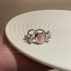 Fuchsia small design adjustable fashionable ring with stone, cat's eye, trend of season, on index finger