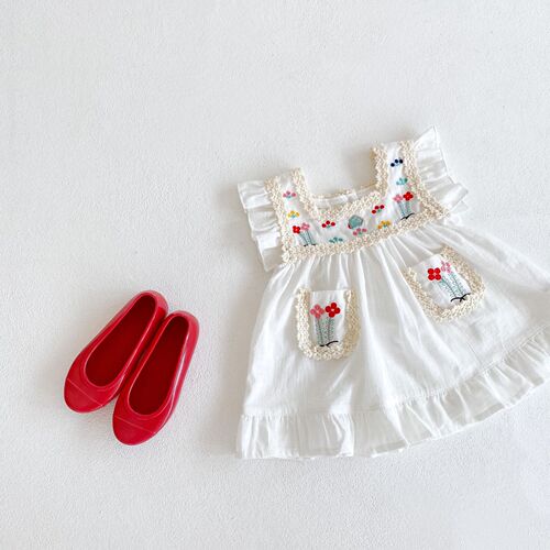 ins new summer baby girl embroidered thin dress baby 0-3 years old white dress princess dress