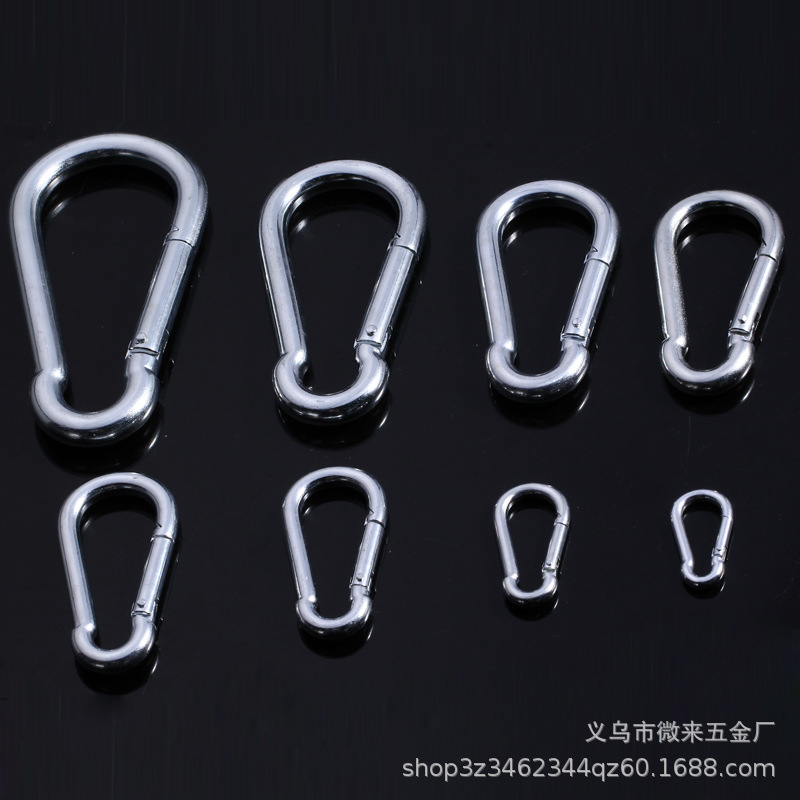 厂家供应铁质镀锌葫芦形登山扣攀岩快挂扣弹簧钩野营简易保险扣