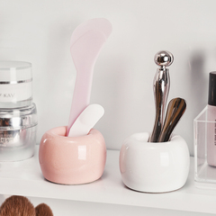 58C1 Facial Cream Small Scoop Ceramic Fixer Skincare Spatula Scoop Small Stand Eye Cream Stick Anti-Lost Mirror Cabinet Small Holder