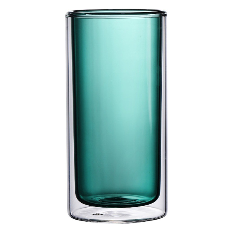 Doble capa de Vidrio colorido transparente taza de agua de publicidad de regalo taza de café lindo hogar ins taza de desayuno