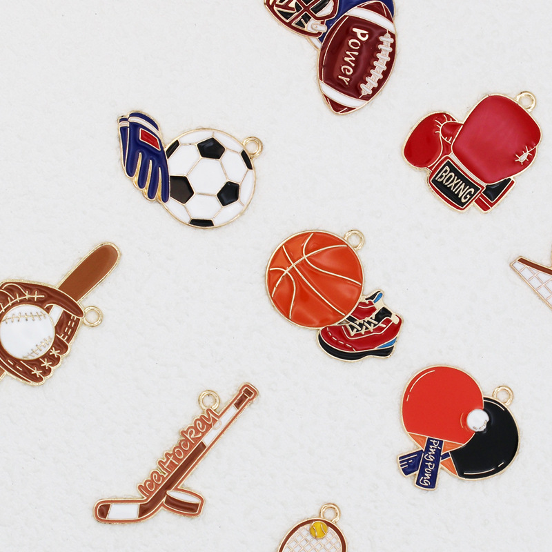 漫画スポーツシリーズ合金ジュエリーアクセサリー DIY バスケットボールサッカーラグビー野球イヤリングペンダントキーホルダー|undefined
