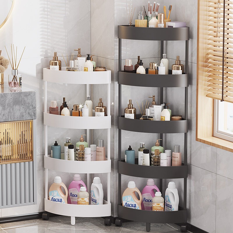 Bathroom corner cabinet, triangular shelf, floor-standing multi-layer organizer, storage rack, kitchen and bathroom storage cabinet