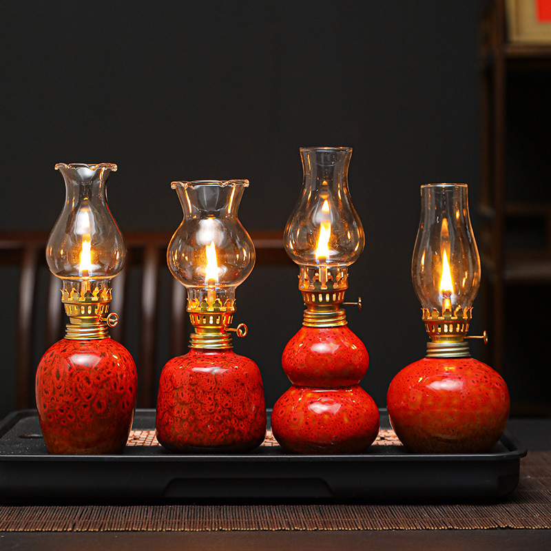 陶瓷长明灯茶室摆件家用手工创意酒吧佛供酥油灯露营氛围灯装饰品