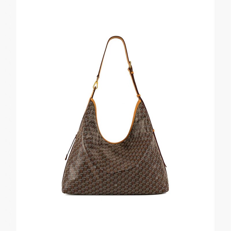 Cui's Crescent Moon Hobo Bag with Monogram Pattern, Single Shoulder Bag, Crossbody Bag for Women, Large Capacity Underarm Tote Bag
