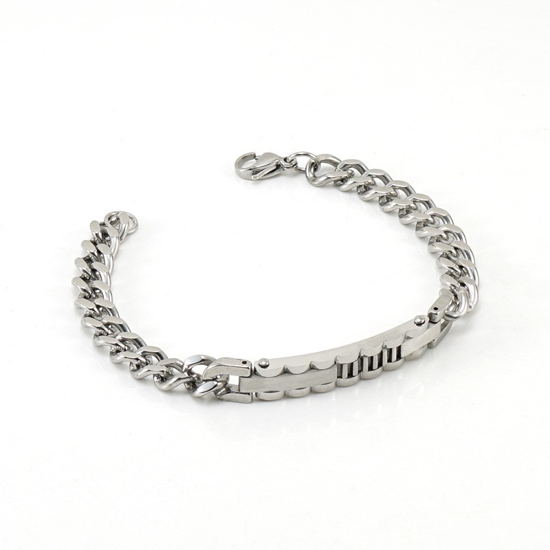 Pulseira de elo cubano masculina em aço inoxidável_voghion.com