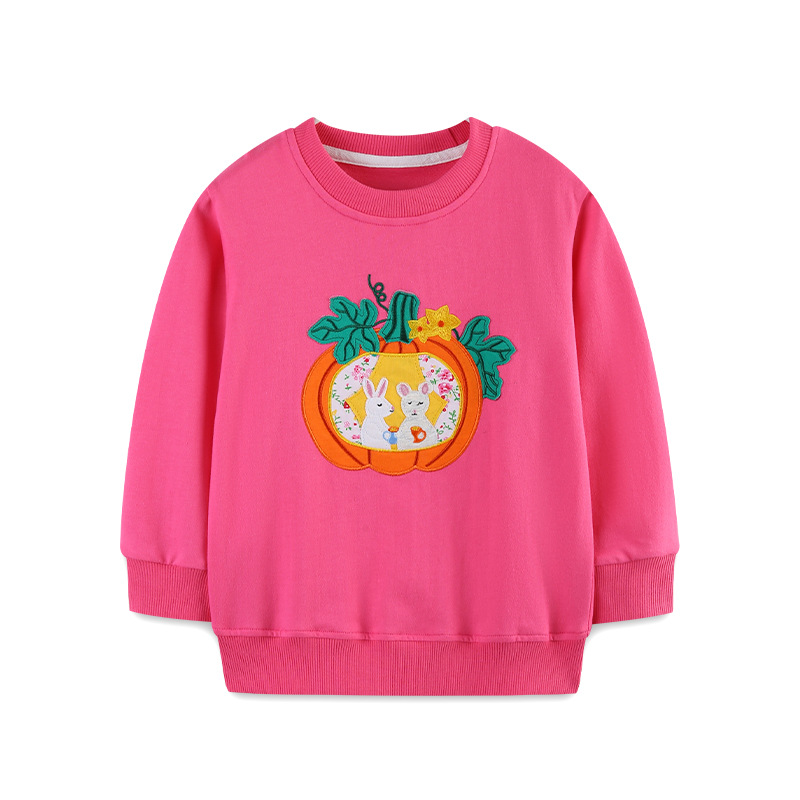 Otoño nuevo suéter para niñas estilo europeo y americano bordado de Halloween suéter para niños de manga larga de algodón de punto cuello redondo top para niños