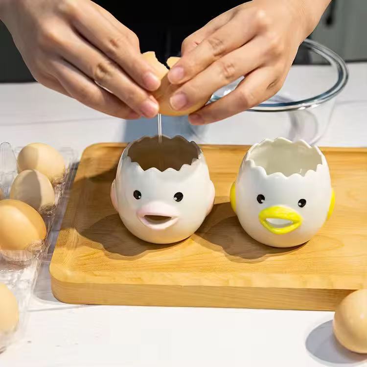 Gadget de cocina transfronteriza separador de clara de huevo lindo cerámica de huevo escupidor de yemas de huevo doméstico filtro de huevo de cocina