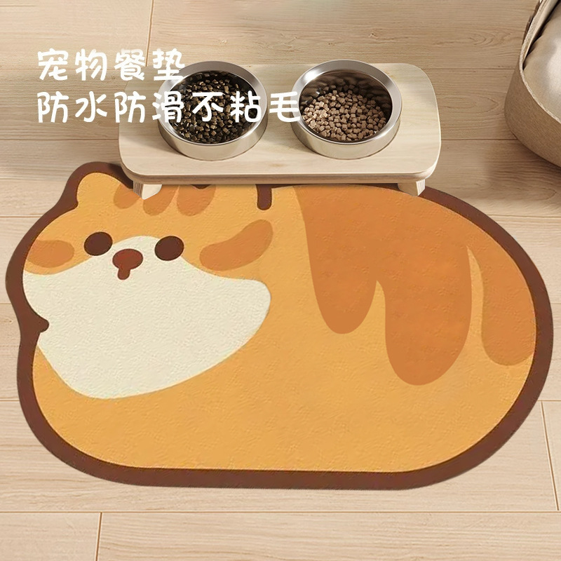 Cojín de comedor de mascotas creativo de dibujos animados resistente a la suciedad, cojín de cuero limpiable, resistente al desgaste y al rasguño, fácil de cuidar, cojín antideslizante