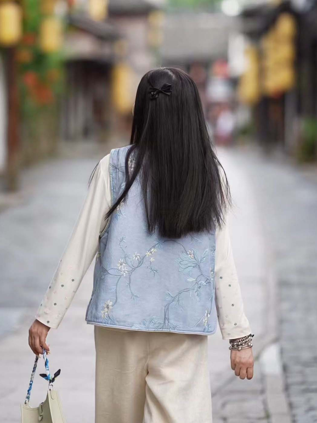 2025 otoño nuevo estilo de estilo chino de la industria pesada bordada collar de botón para mujeres chaleco de algodón ramie chaleco image 5