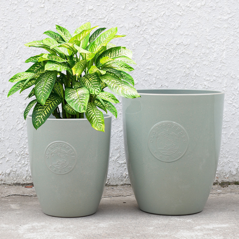 Creative Design Plastic Imitation Ceramic Flower Pot Green Plant Pot Set Coarse Pottery Blue Hydroponic Living Room Floor-Standing Nordic
