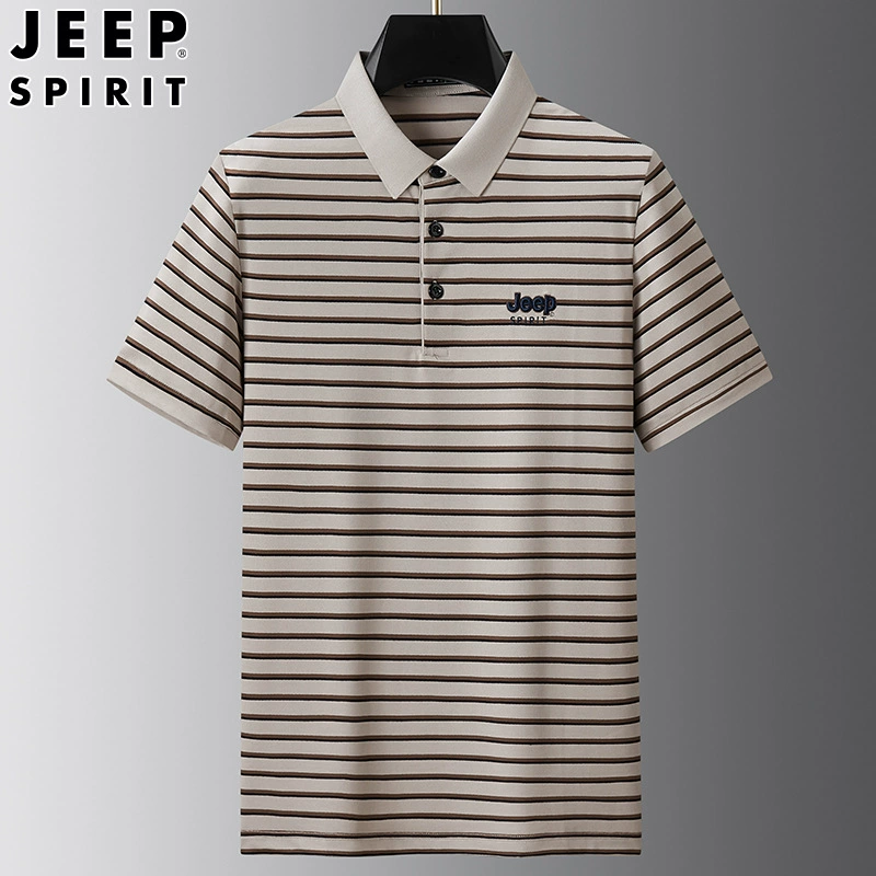 Футболка JEEP SPIRIT для отдыха, поло, с вышивкой, с коротким рукавом