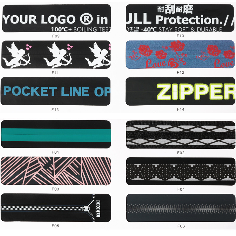 5号防水拉链码装个性印花印字logo彩色反穿尼龙拉链条批发zipper