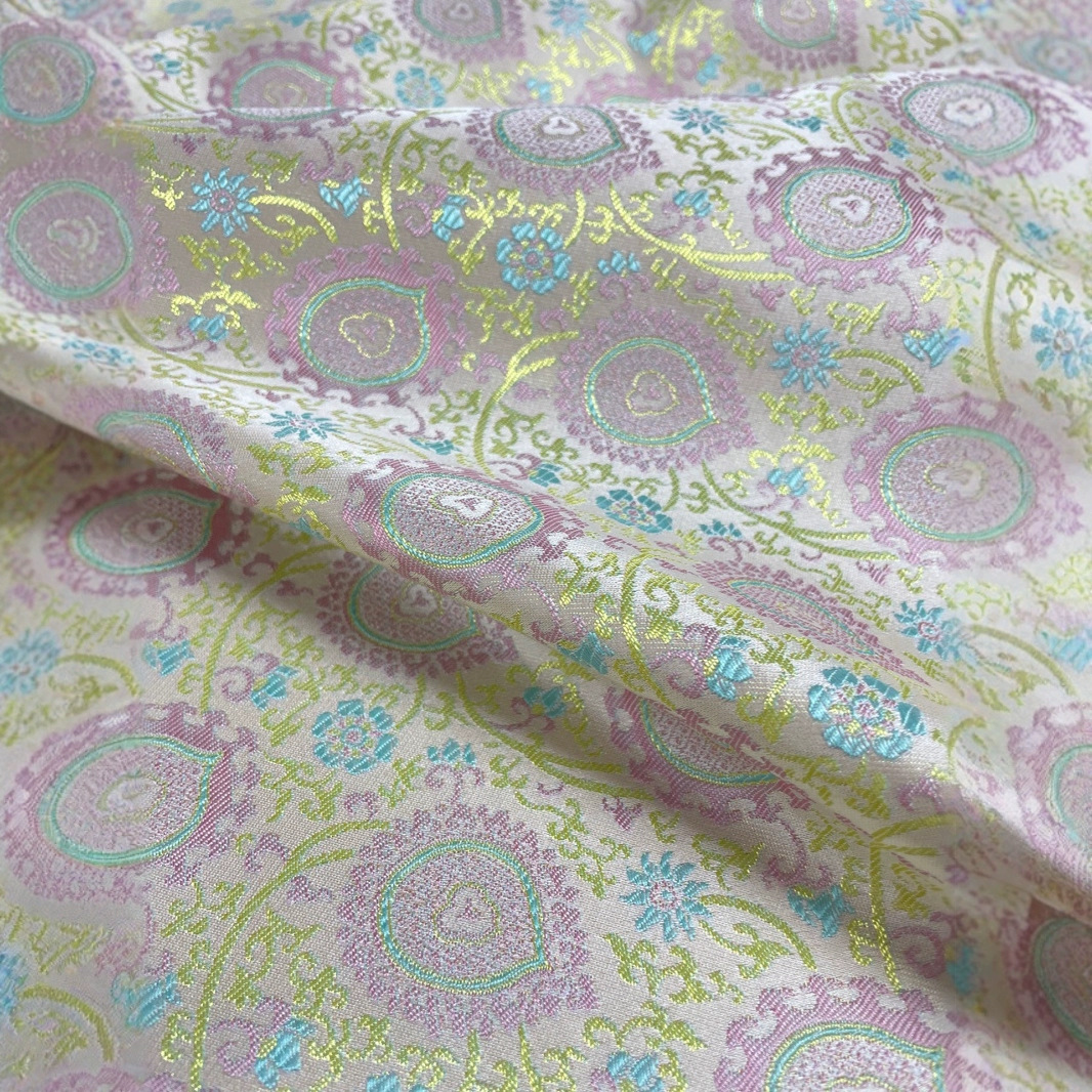 源头工厂春夏薄款新中式风全人丝宋锦八达运汉服提花织锦连衣裙