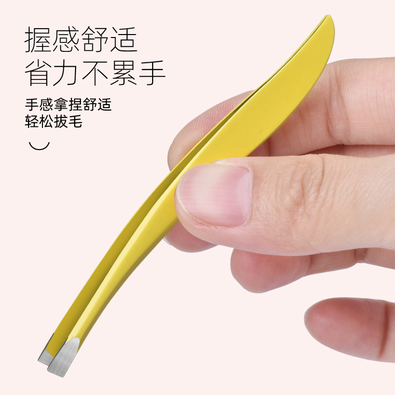Fabricante en stock COLOR DE ACERO INOXIDABLE plana oblicua ceja clip punta depilación pinzas barba tirando herramienta belleza traje
