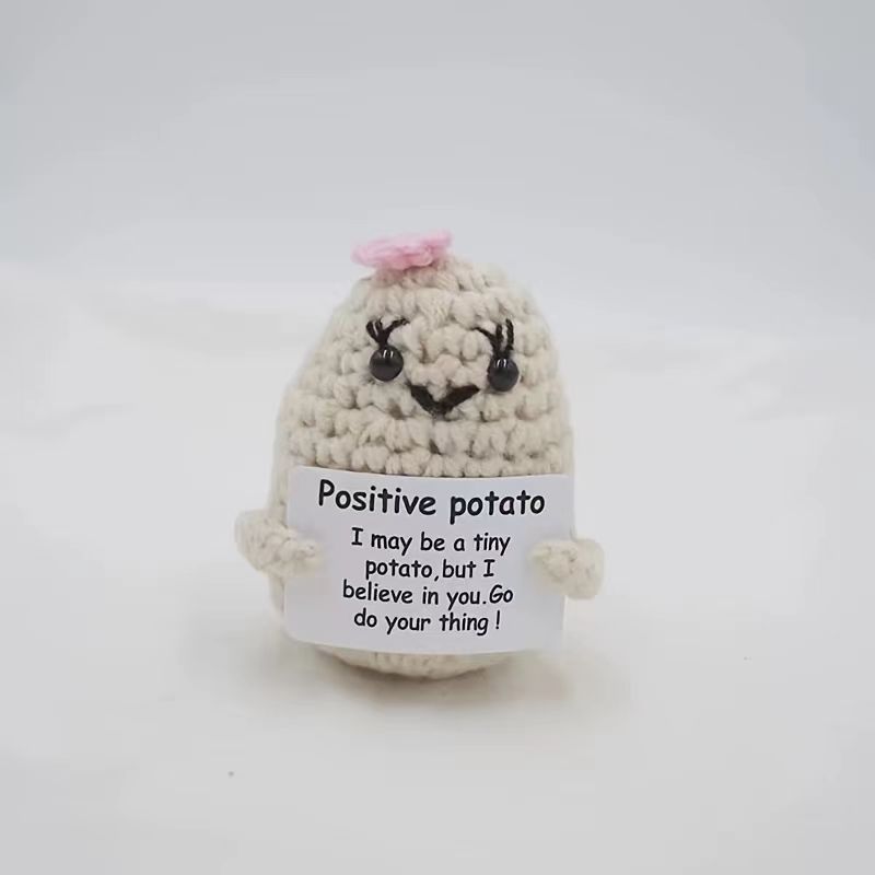 Amazon positivepotato hilado de lana tejida ganchillo patata divertida descompresión muñeca tejida a mano