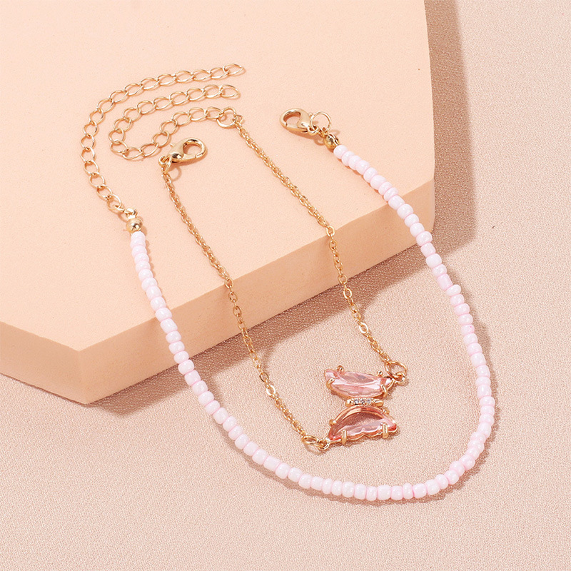 Alloy Material Butterfly Pattern Fashion Butterfly Alloy Beaded Arylic Anklet