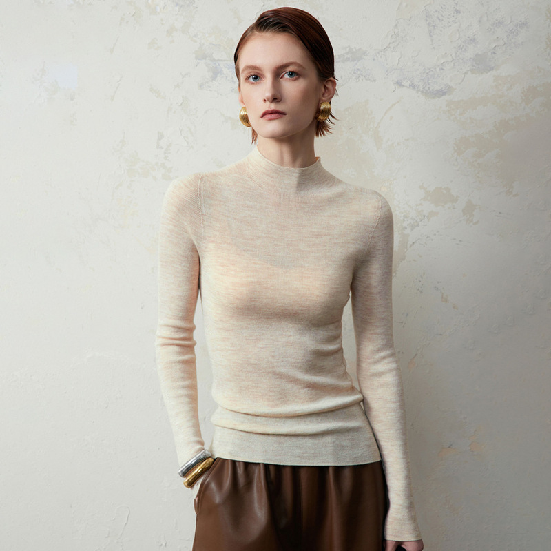 Factory Direct Sales [Machine Washable] Half Turtleneck Woolen Sweater for Women in Autumn and Winter Warm Sweater with Knitted Bottoming Shirt for Women