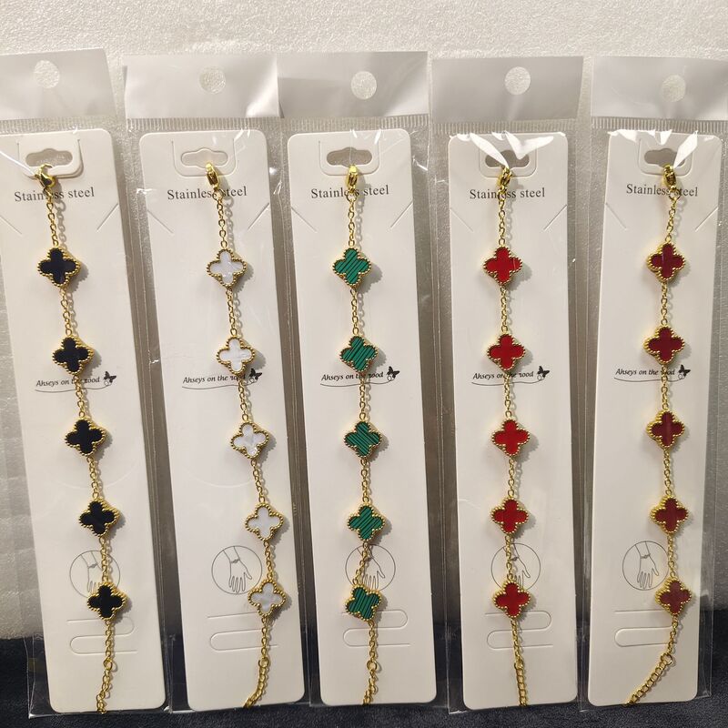High-End Edition Four-Leaf Clover Five-Flower Lucky Clover Women's Bracelet 18K Internet Celebrity Style Luxury Exquisite Versatile