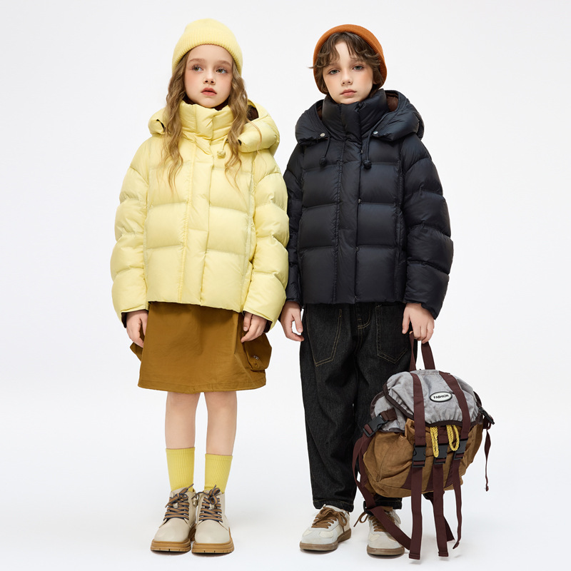 短款儿童羽绒服中大童2025新款冬季洋气女孩保暖男大童加厚外套