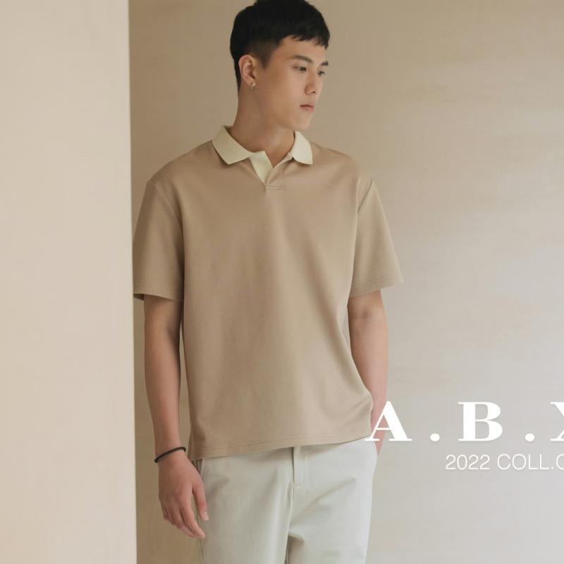 2023 verano manga corta Polo marca de moda de los Hombres estilo coreano suelta media manga de punto superior Ruan guapo solapa camiseta moda de los hombres