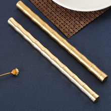 纯铜竹节款中性笔可印刷logo 黄铜磨砂签字笔 广告礼品复古文具笔